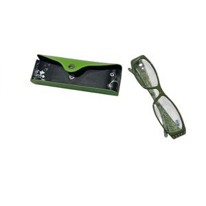 Glasses Green with rhinestones +1.25 Glasses with case NWOT